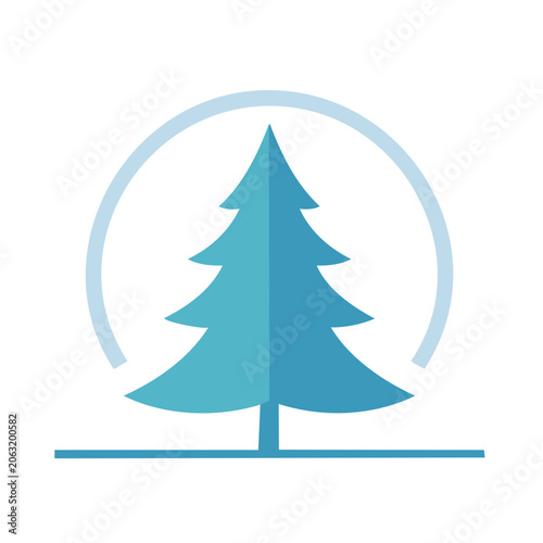 Flat design pine tree icon on white background