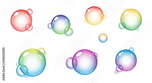 Foto Vibrant rainbow soap bubbles with glossy finish and highlights