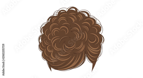 Foto Textured brown curly hair wig with layered circular waves