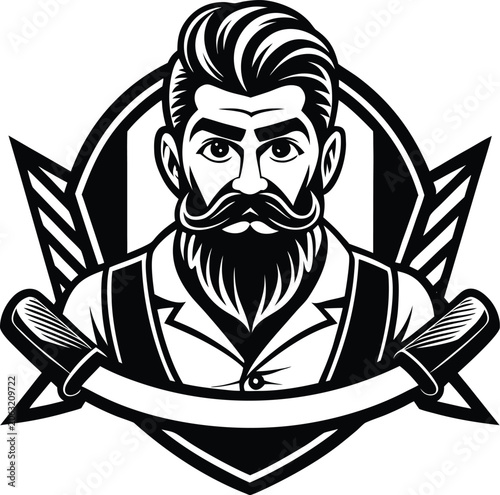 Vintage Barber Emblem With Stylized Man logo retro