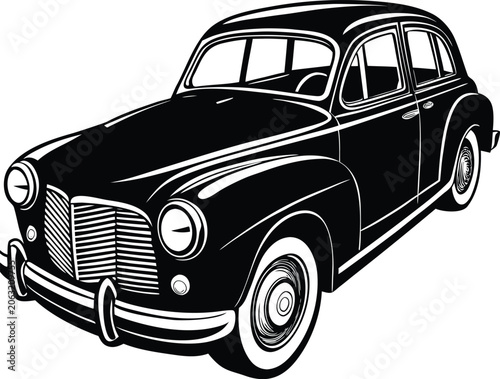 Vintage black sedan car illustration vintage car automobile