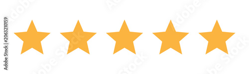 Five star rating vector gold icon