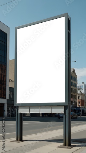 Blank White Sign Board on Stand for Advertising, Marketing Campaigns and Promotional Displays. High-quality professional photograph featuring a blank white sign board mounted on a support stand, easel