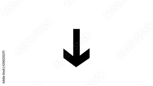 Simple black arrow pointing down icon for web and mobile interface design navigation
