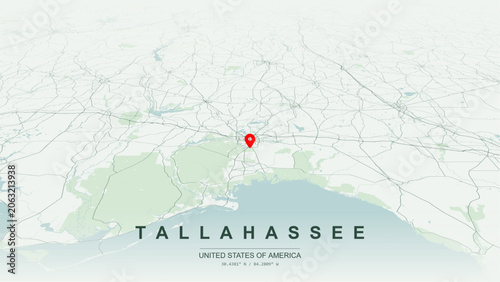 Fotografija Modern minimalist vector map of Tallahassee, Florida, USA