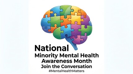 Colorful brain puzzle illustration for mental health awareness and conversation promotion campaign