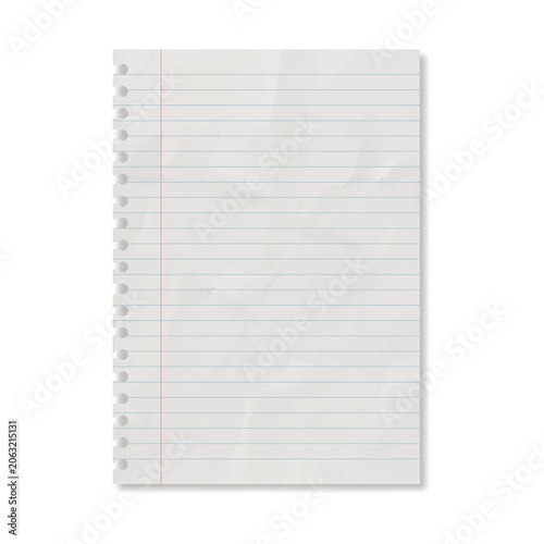 Foto Blank Lined Paper Sheet Torn from Spiral Notebook Realistic Template for Notes a