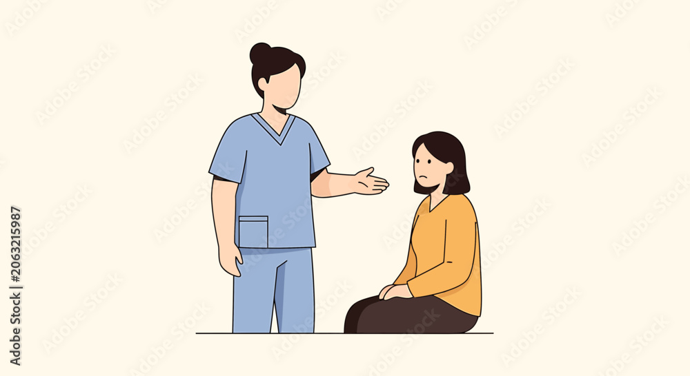 Fototapeta premium Nurse consulting with patient, healthcare, medical consultation, doctor and woman