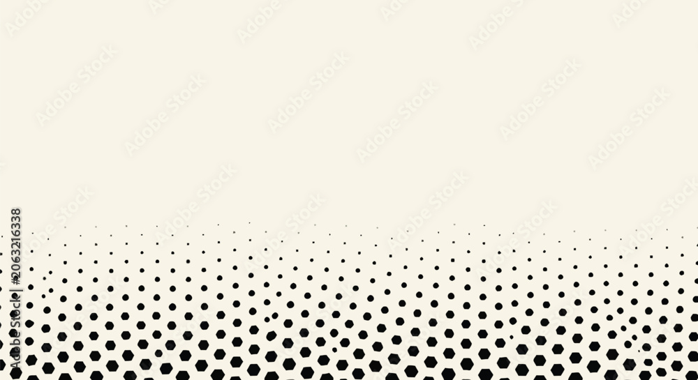 Φωτογραφία Abstract monochrome halftone pattern graphic design with gradient fading black hexagonal dots on solid beige background for contemporary creative visual art