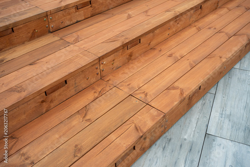 Wooden deck steps and flooring detail