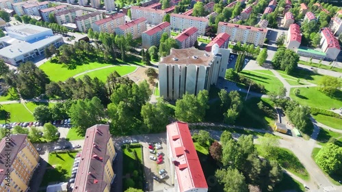 Bird's Eye View of City Streets, Buildings and Green Spaces