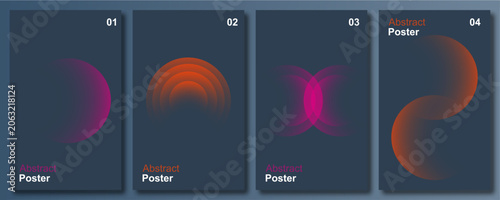 Abstract Poster and Cover Templates, Bright Gradient Round Shapes, Glossy 3D Ball Elements, Futuristic Creative Backgrounds, Modern Vector Illustration Set