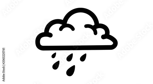 Tableau sur toile Cloud icon with raindrops falling illustrates weather changes and natural precipitation patterns in a minimalist design