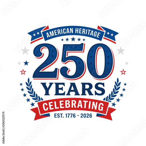 American heritage 250 years celebrating logo, 1776 - 2026