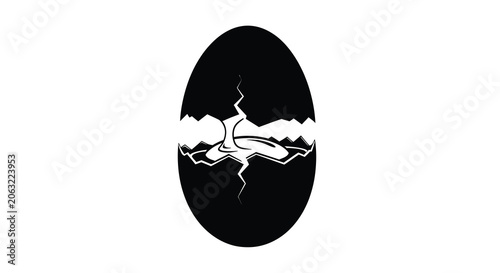 Bild auf Leinwand Cracked egg silhouette against a white background silhouette