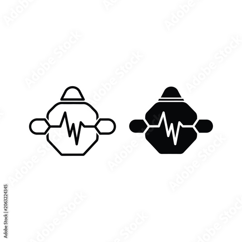 Medical symbol with heartbeat line in a geometric shape, medical icon