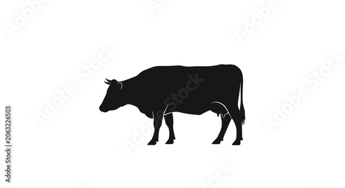 Foto Black silhouette of a cow against a white background silhouette
