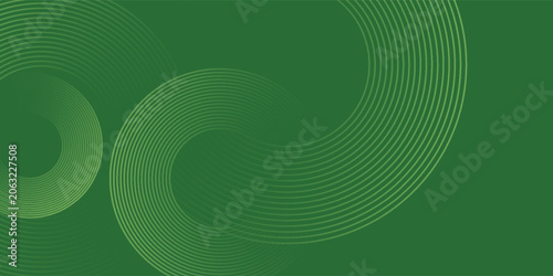 Abstract modern bright green gradient background with glowing neon circle lines element and halftone dots decoration. Trendy simple texture creative design