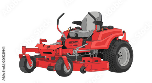 Professional red zero turn riding lawn mower for garden care