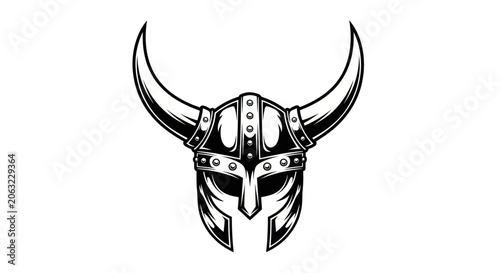 Konstfotografi Viking warrior helmet with sharp horns and metallic details