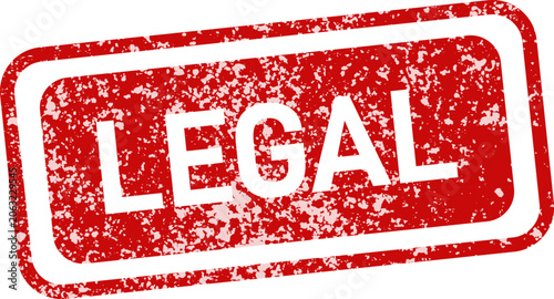 Photos Red round distressed stamp with the word 'legal' law justice and compliance symb
