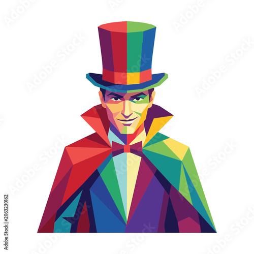 Colorful Magician WPAP Style Portrait