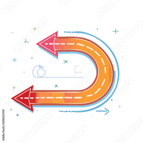 Curved Arrow Illustration with Directional Path