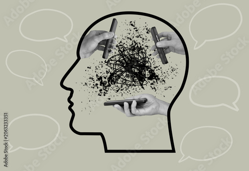 Social media messages create mental clutter inside a human head.