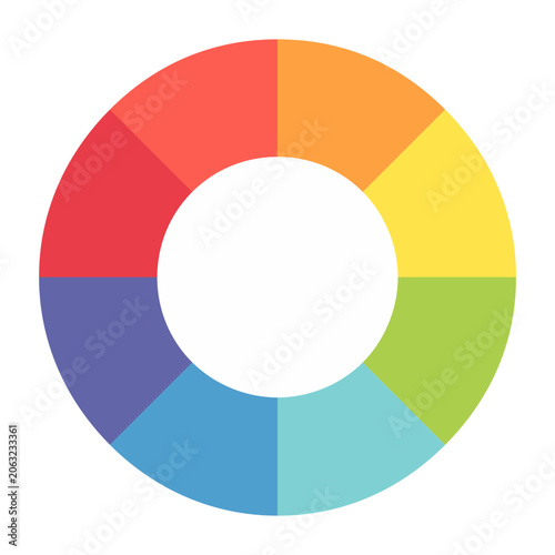 Flat design color wheel with rainbow segments