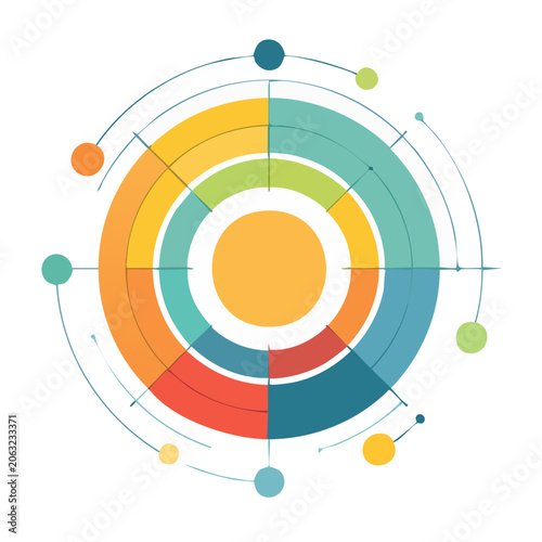 Flat design concentric circles with dots pattern