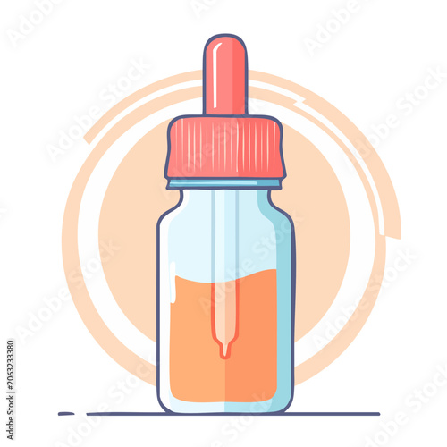 Flat design dropper bottle with orange liquid