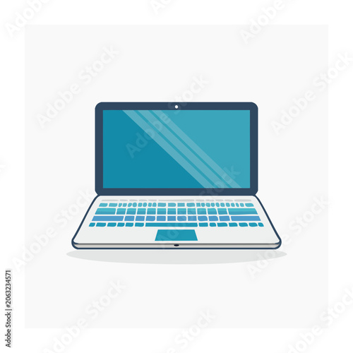 Blue laptop with keyboard top view