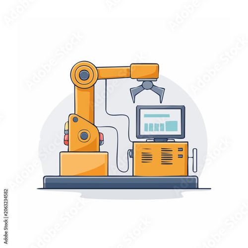 Flat design 3D render of computer server with monitor