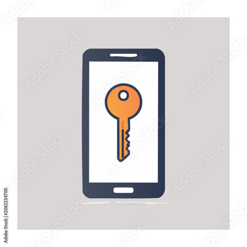 Flat design smartphone with lock screen icon