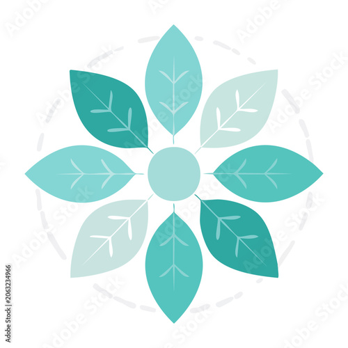 Teal leaf geometric pattern vector