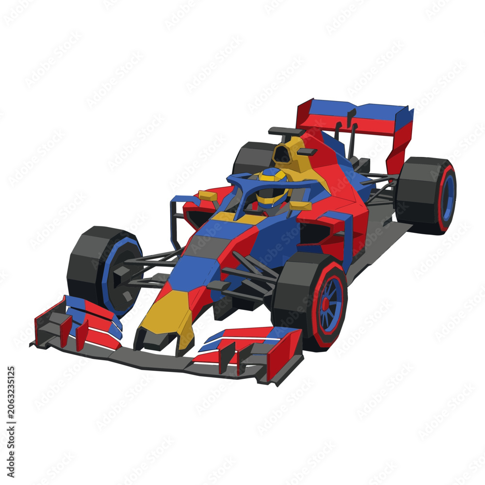 Naklejka premium Modern Formula 1 race car, vibrant colors, studio render