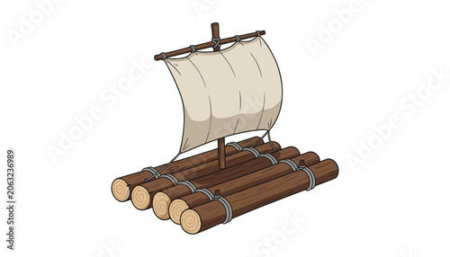 Photos Wooden raft with sail floating on water floating maritime transport nautical