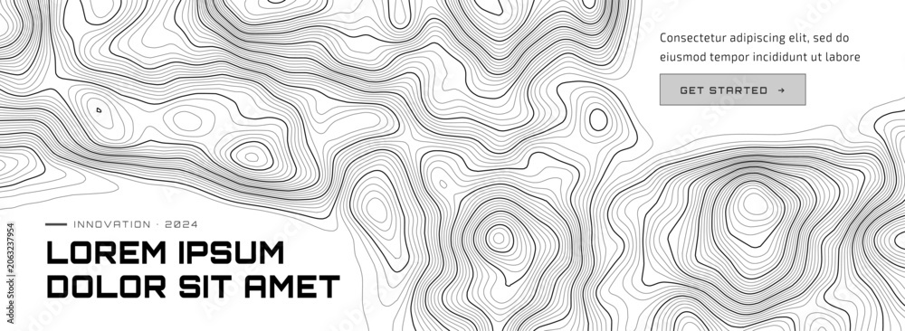 Fototapeta premium Layer digital map line pattern with ocean and sea. Topography contour topographic nautical abstract terrain design featuring. World 3d landscape topograph illustration for modern graphic.