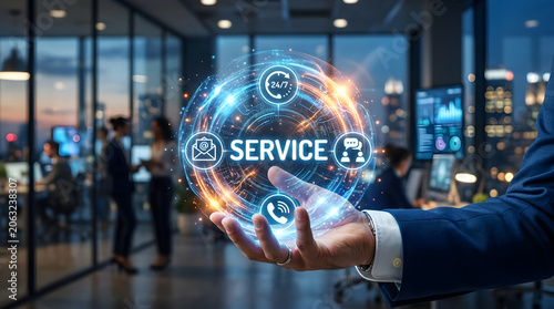 Business service concept, technology and innovation, digital network, office background isolated on Transparent Background