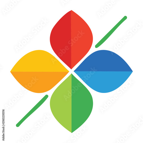 Colorful Four Leaf Clover Icon