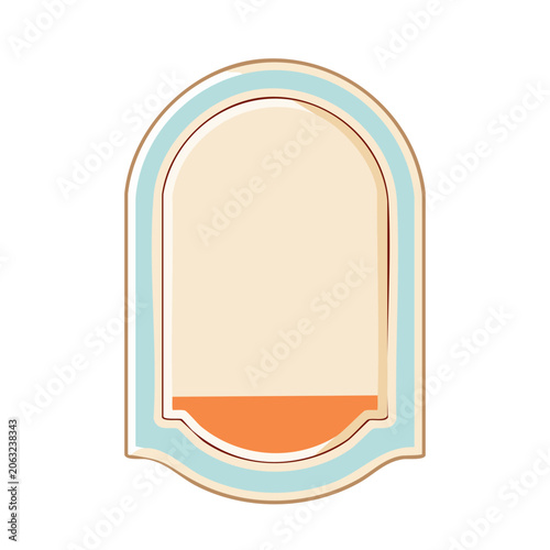 Empty arch-shaped frame illustration with light blue border