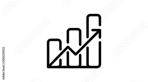 Growth Chart Line Icon – Business Progress Arrow Outline Vector
