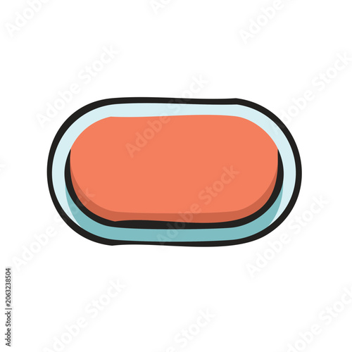 Orange pill capsule with light blue outline