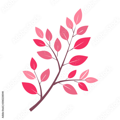 Pink leaves on a branch illustration