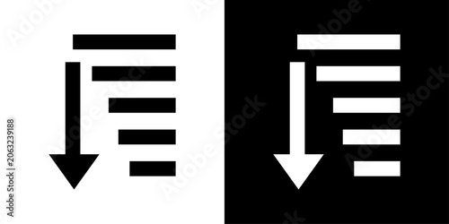 Fotografía Sort descending list icon set in solid and outline style