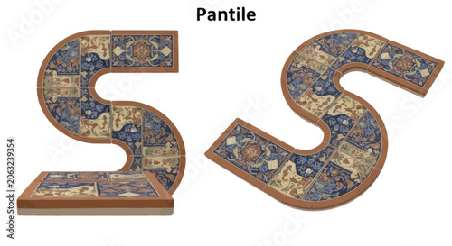Tableau sur toile Decorative s shaped pantile roof tiles with traditional patterns
