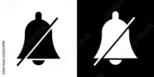 Tableau sur toile Mute bell silent notification disabled icon set in solid style