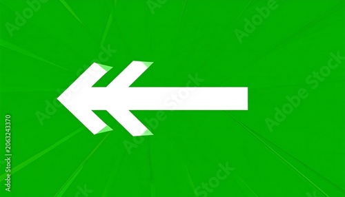 A green background with a white arrow pointing left