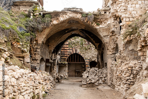 Vászonkép Ruined Vaulted Souq Passage Aleppo Syria