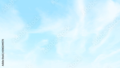 Foto Soft blue sky with wispy white clouds, serene and airy texture desktop wallpaper